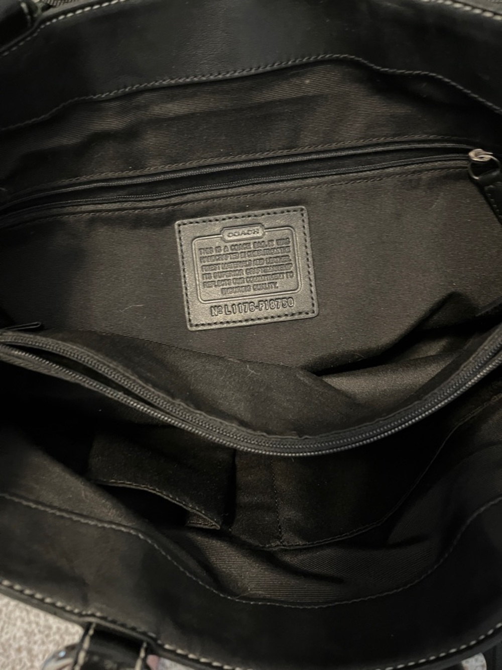 Coach Black Signature Canvas Shoulder Bag with Leather Trim - Picture 7 of 9